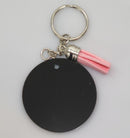 Silver Keyring Kit Black 5cm Round 3mm Acrylic