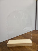 2mm Clear Acrylic  Scalloped Arch with wooden Stand