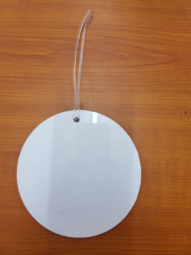 Round 3mm white acrylic Hanging Sign with Hanging loop.