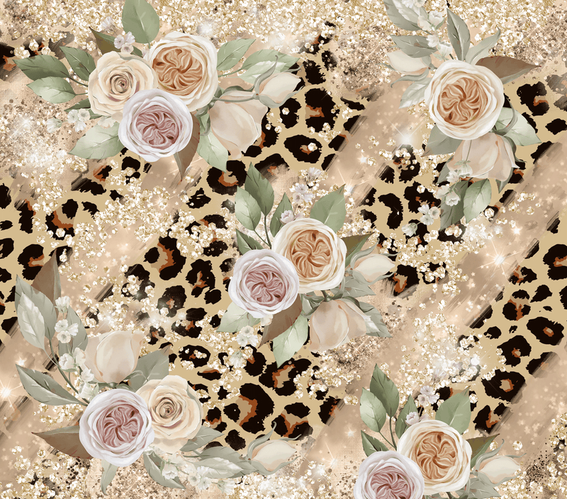 20oz Skinny Tumbler Printed Paper - Flower leopard