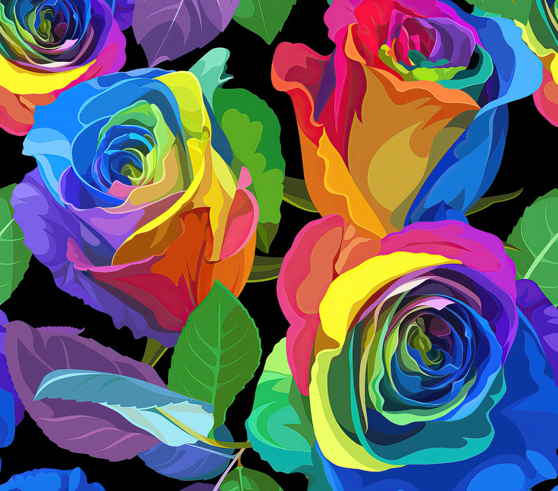 20oz Skinny Tumbler Printed Paper - Rainbow Roses