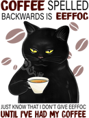 Cat Coffee Spelt Backwards Printed Sublimation Paper for 11oz mug