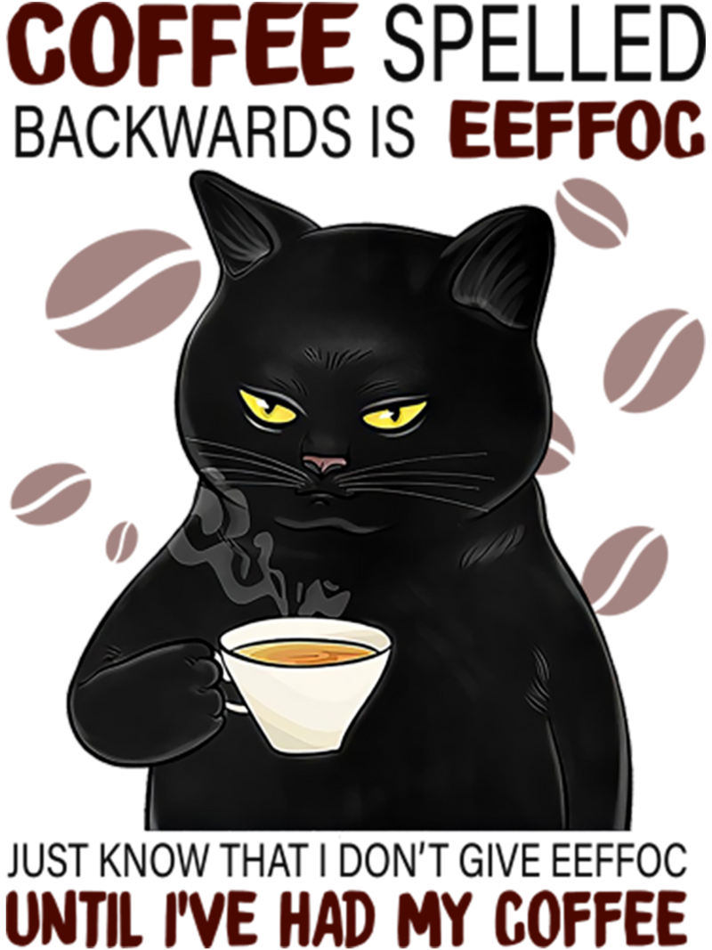 Cat Coffee Spelt Backwards Printed Sublimation Paper for 11oz mug