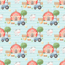 Blue Background Farm House Sublimation Printed Paper