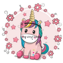 Pink Flower Unicorn Sublimation Print for kids t-shirts