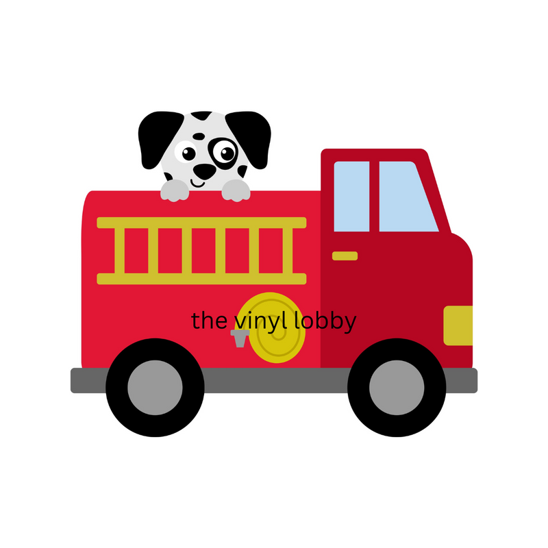 Fire Truck and Dog Sublimation Print for kids t-shirts