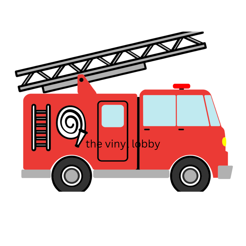 Fire Truck with ladder Sublimation Print for kids t-shirts