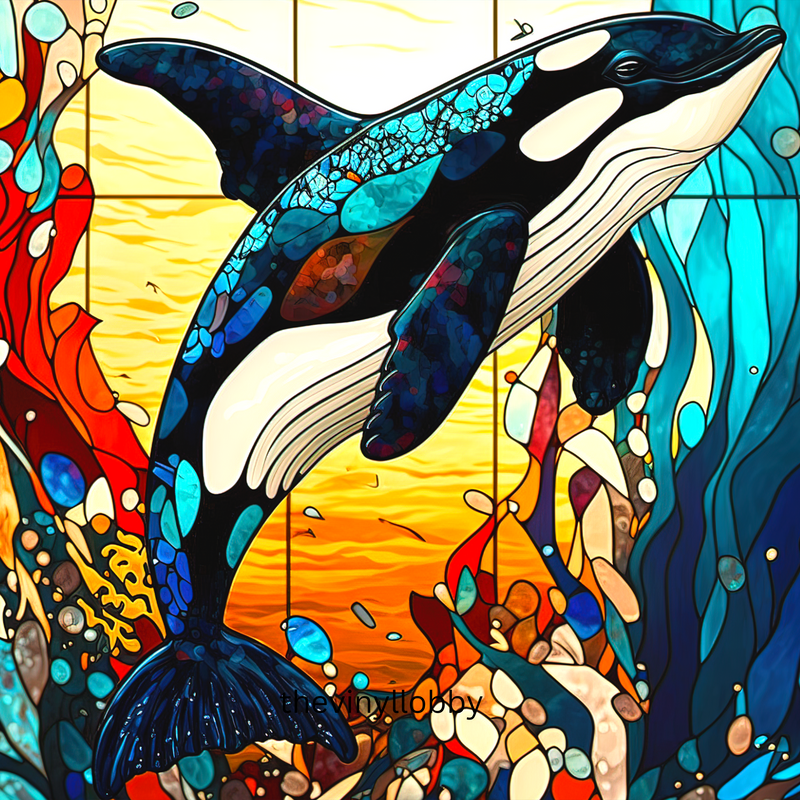 Stained Glass Whale 20oz Skinny Tumbler Printed Paper