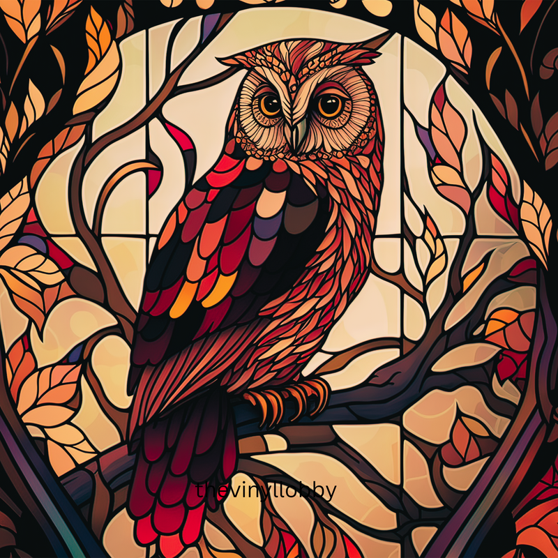 Stained Glass Owl 20oz Skinny Tumbler Printed Paper