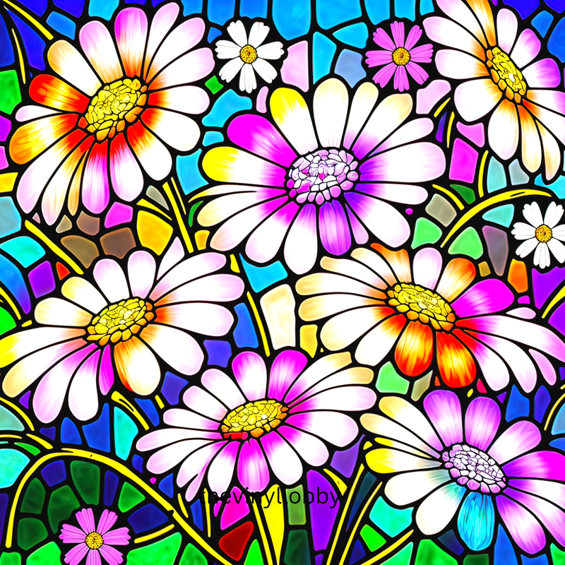 Stained Glass Daisy's Print 20oz Skinny Tumbler Printed Paper