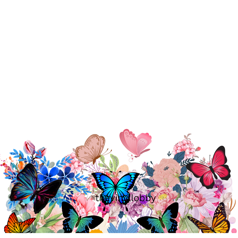 16oz Libby Glass Can Sublimation Print - summer Butterflies.