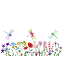 16oz Libby Glass Can Sublimation Print - Dragon Flies and Flowers