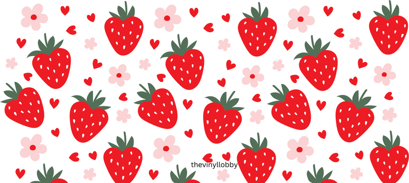 16oz Libby Glass Can Sublimation Print - Berry Hearts