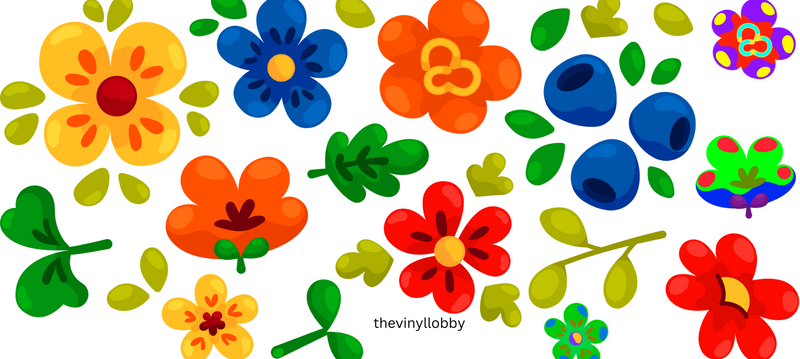 16oz Libby Glass Can Sublimation Print - Colourful Flowers