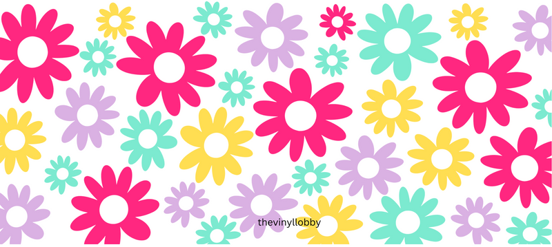 16oz Libby Glass Can Sublimation Print - Flower Power