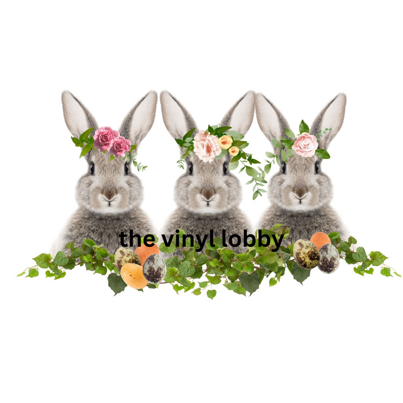 3 Floral Bunnies Sublimation Print for kids t-shirts