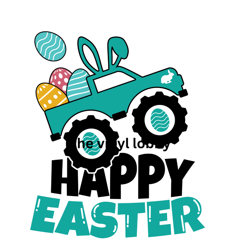Monster Truck Happy Easter Sublimation Print for kids t-shirts