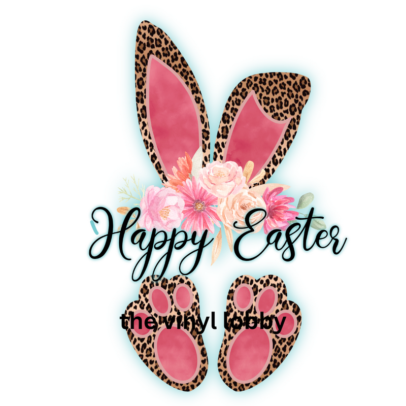 Leopard Ears Happy Easter Sublimation Print for kids t-shirts