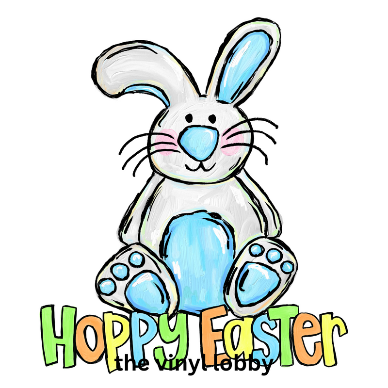 Blue Bunny Hoppy Easter Sublimation Print for kids t-shirts