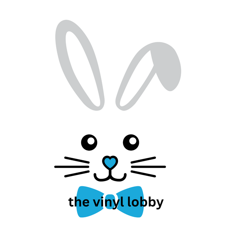 Blue Bow Bunny Head Sublimation Print for kids t-shirts