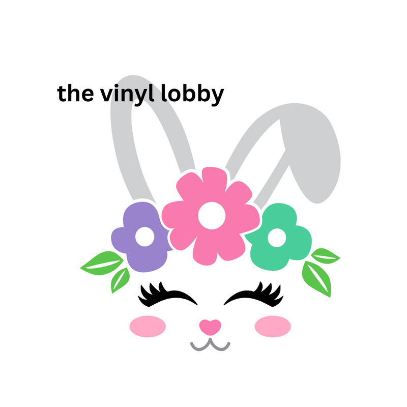 Floral Bunny Head Sublimation Print for kids t-shirts