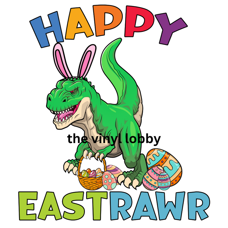 Green Dino Easter Sublimation Print for kids t-shirts