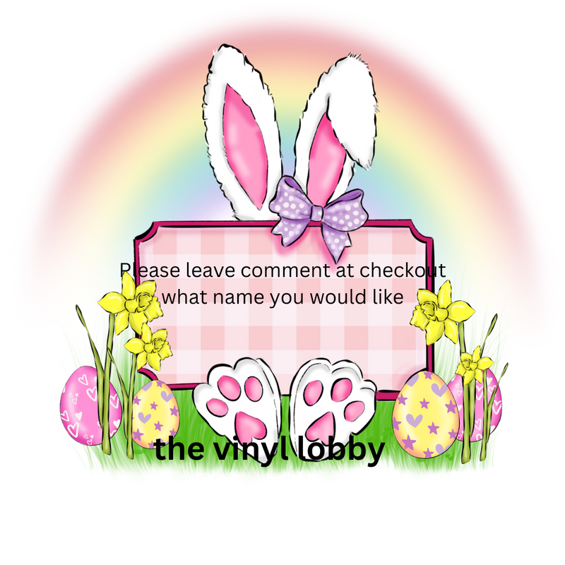 Easter Bunny Name Sign Sublimation Print for kids t-shirts