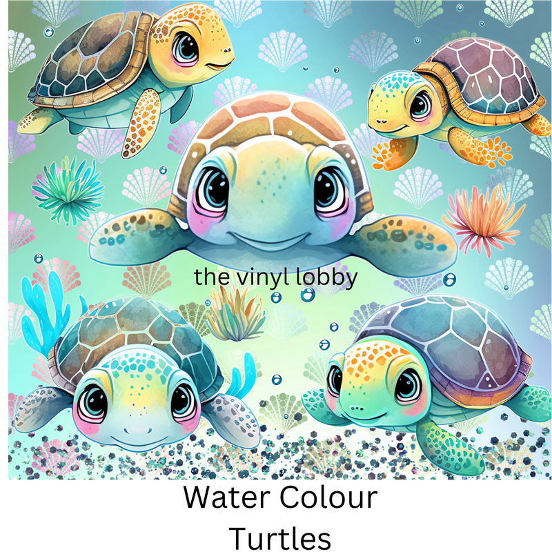 Water Colour Turtles 20oz Skinny Tumbler Printed Paper