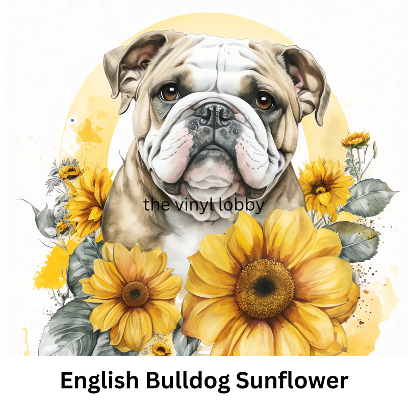 English Bulldog Sunflower 20oz Skinny Tumbler Printed Paper