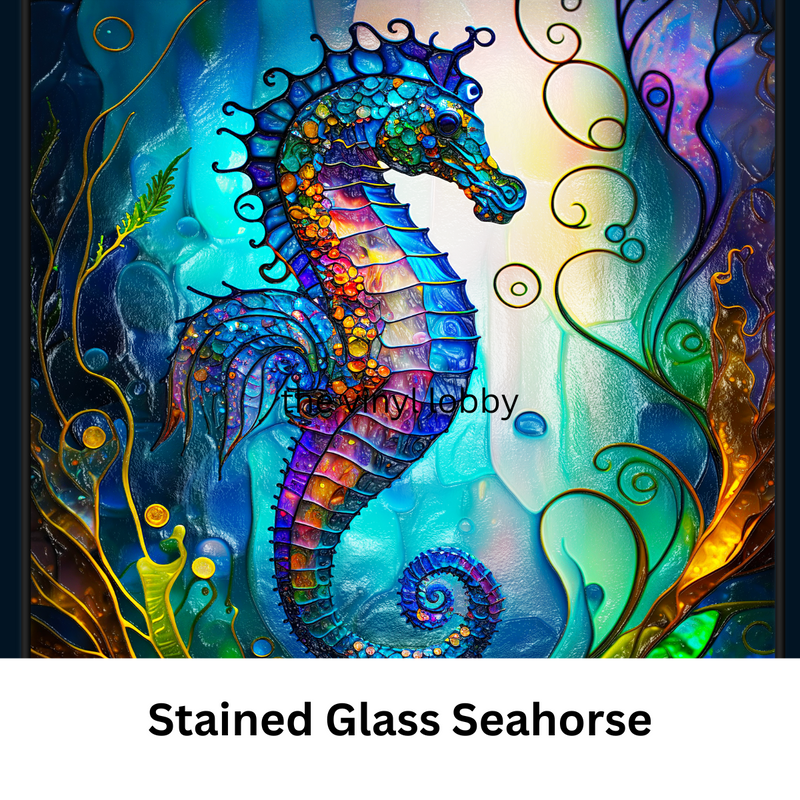 Stained Glass Seahorse 20oz Skinny Tumbler Printed Paper