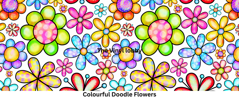 Colourful Doodle Flowers printed Sublimation Paper for 11oz mug