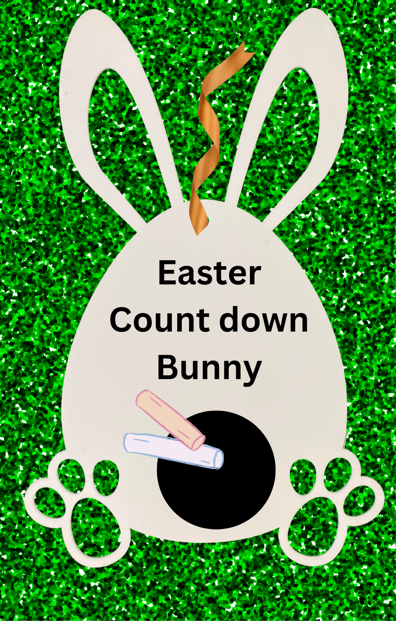 Hanging Bunny Count Down Board 3mm White Acrylic 280mm x 439mm