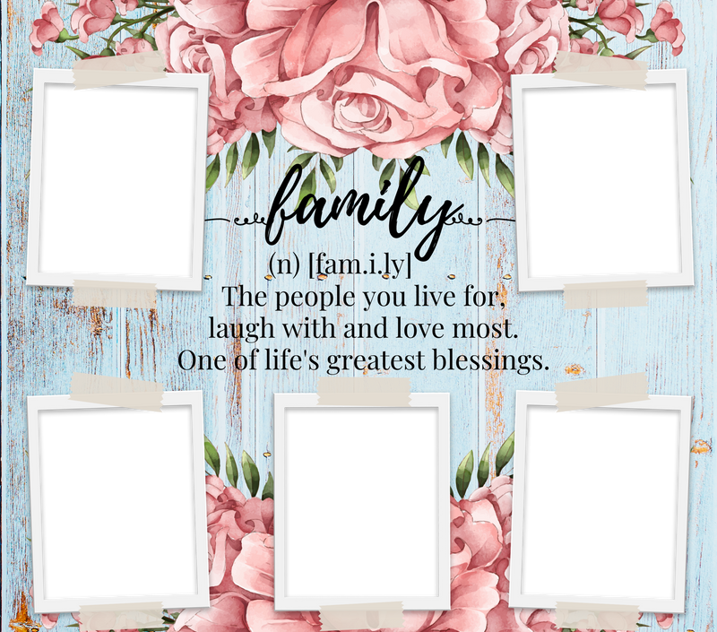 Family Quote Template with 5 Photo's for 20oz Skinny Tumbler Printed Paper
