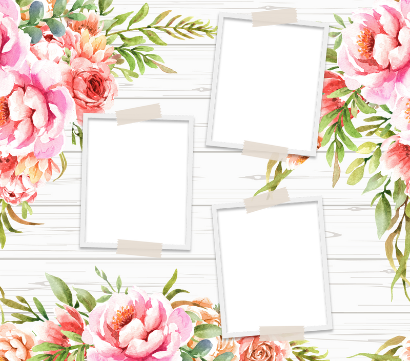 Floral Template with 3 Photo's for 20oz Skinny Tumbler Printed Paper