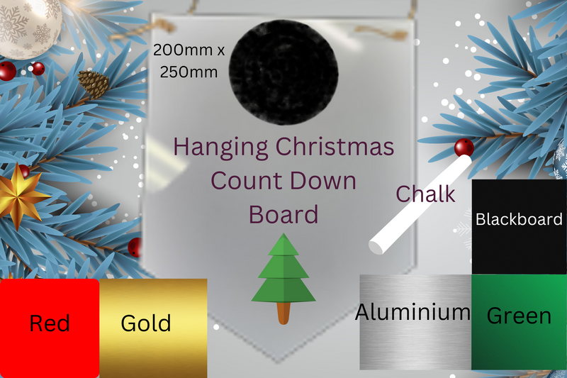 Christmas Hanging Countdown Board 3mm White Acrylic Pack With Vinyl