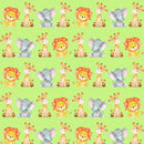 Green Back Ground Lion Elephant Giraffe Sublimation Printed Paper