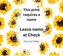 Sunflower Add Name 20oz Skinny Tumbler Printed Paper