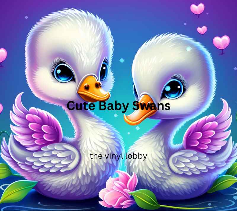Cute Baby Swans 20oz Skinny Tumbler Printed Paper