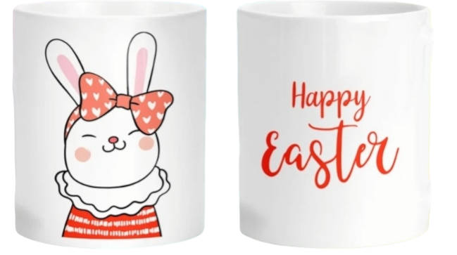 Happy Easter Red Rabbit Printed Sublimation Paper for 11oz mug -