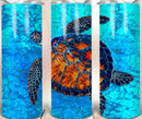20oz Skinny Tumbler Printed Paper - Blue Turtle