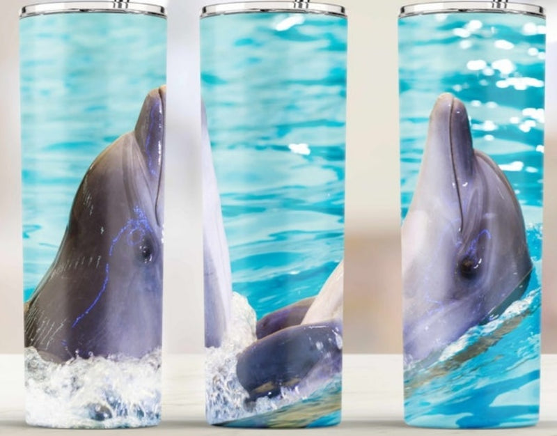 20oz Skinny Tumbler Printed Paper - Dolphin