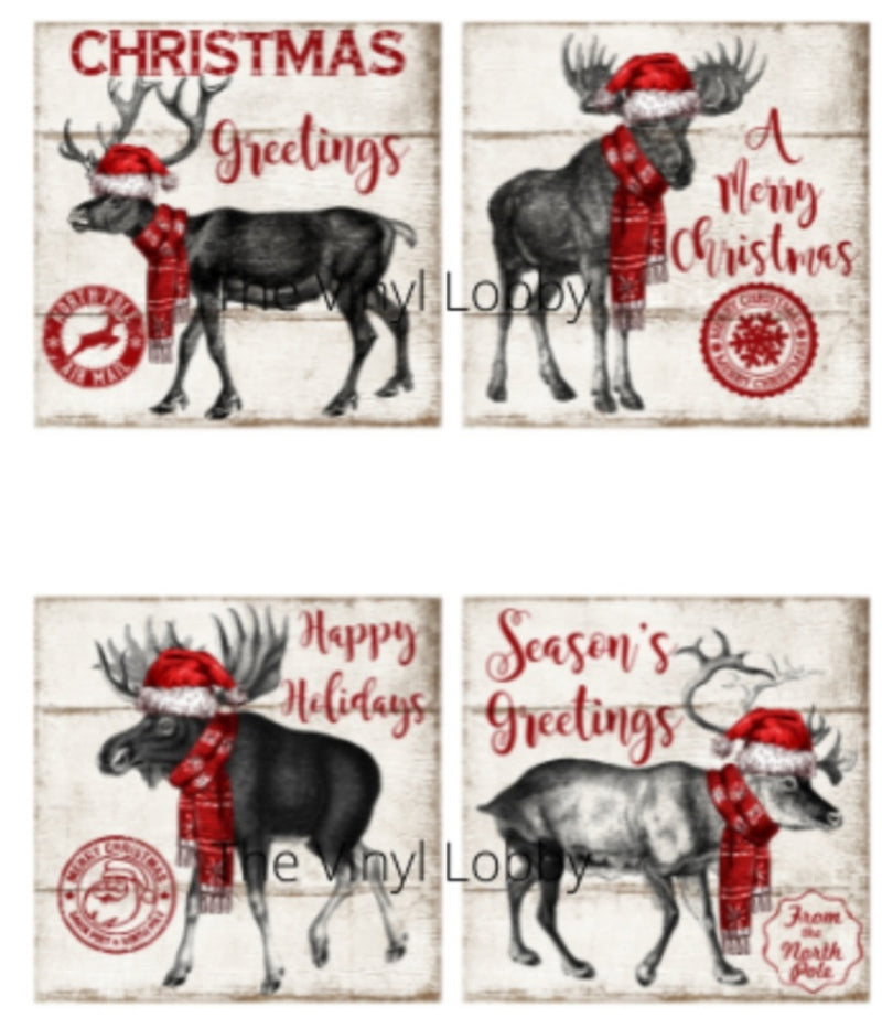 Reindeers Sublimation Coaster Prints 4 Per Pkt 4"x4"