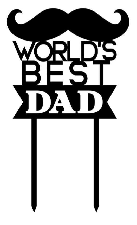 World's Best Dad Cake Topper 3mm Black Acrylic