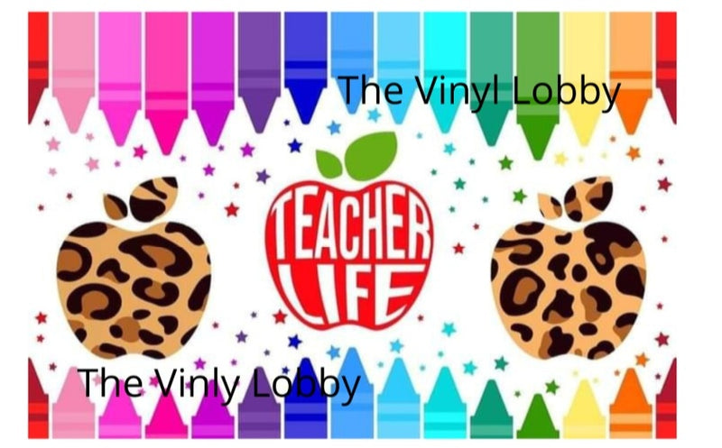 20oz Skinny Tumbler Printed Paper - Apple Teacher Life