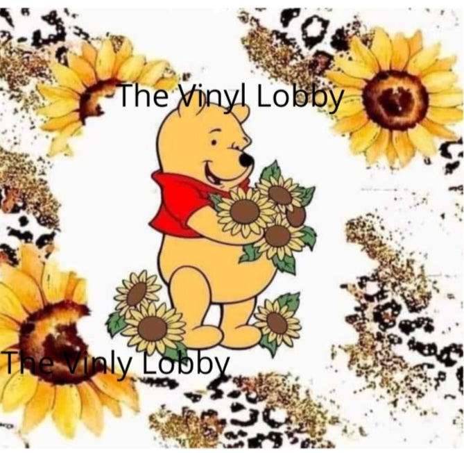 20oz Skinny Tumbler Printed Paper - Sunflower Honey Bear
