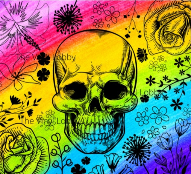 20oz Skinny Tumbler Printed Paper - Rainbow Skull Face