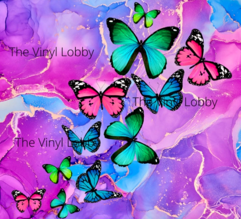 20oz Skinny Tumbler Printed Paper - Purple Marble Butterfly