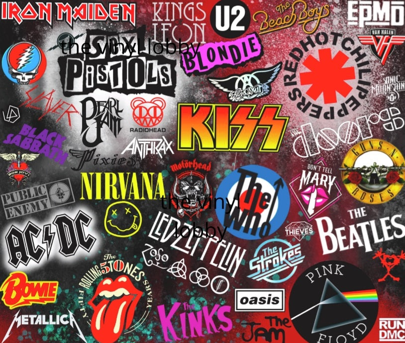 20oz Skinny Tumbler Printed Paper - Rock Bands