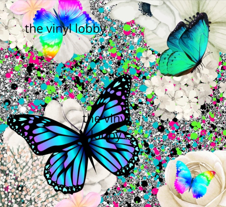 20oz Skinny Tumbler Printed Paper - Glitter Butterfly