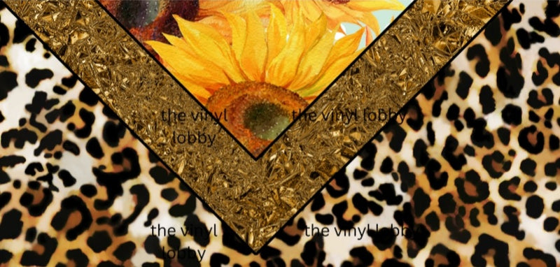 16oz Libbey Glass Can Sublimation Print - Glitter Leopard Sunflower